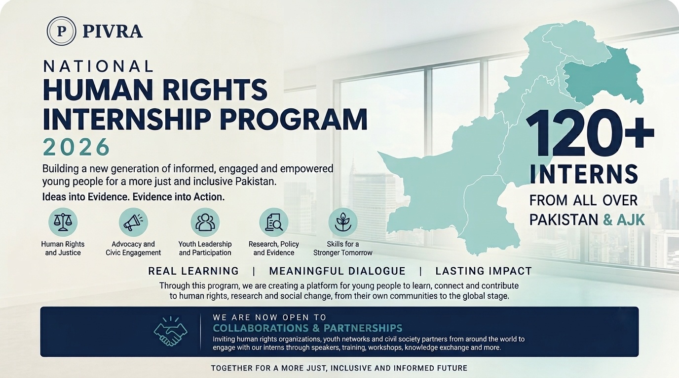PIVRA National Human Rights Internship Programme 2026: 120+ interns from all over Pakistan and AJK